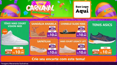 Modelo de TV para TV Horizontal com o tema Pré-Carnaval Com Economia para Calçados