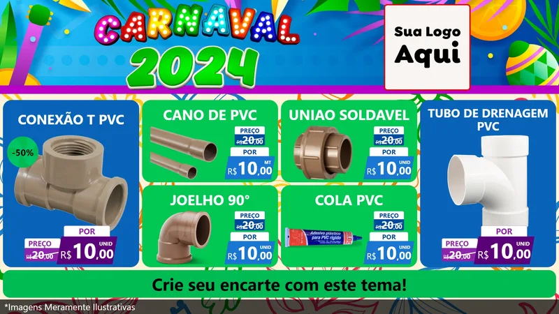 Modelo de TV para TV Horizontal com o tema Carnaval 2027 para Tubos e conexões