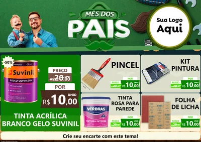 Modelo de Encarte para Encarte A4 Horizontal com o tema Mês dos Pais para Tintas e Ferramentas
