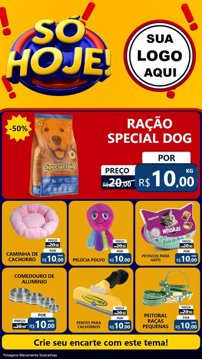 Modelo de Rede Social para Stories com o tema Só Hoje! para Pet Shop