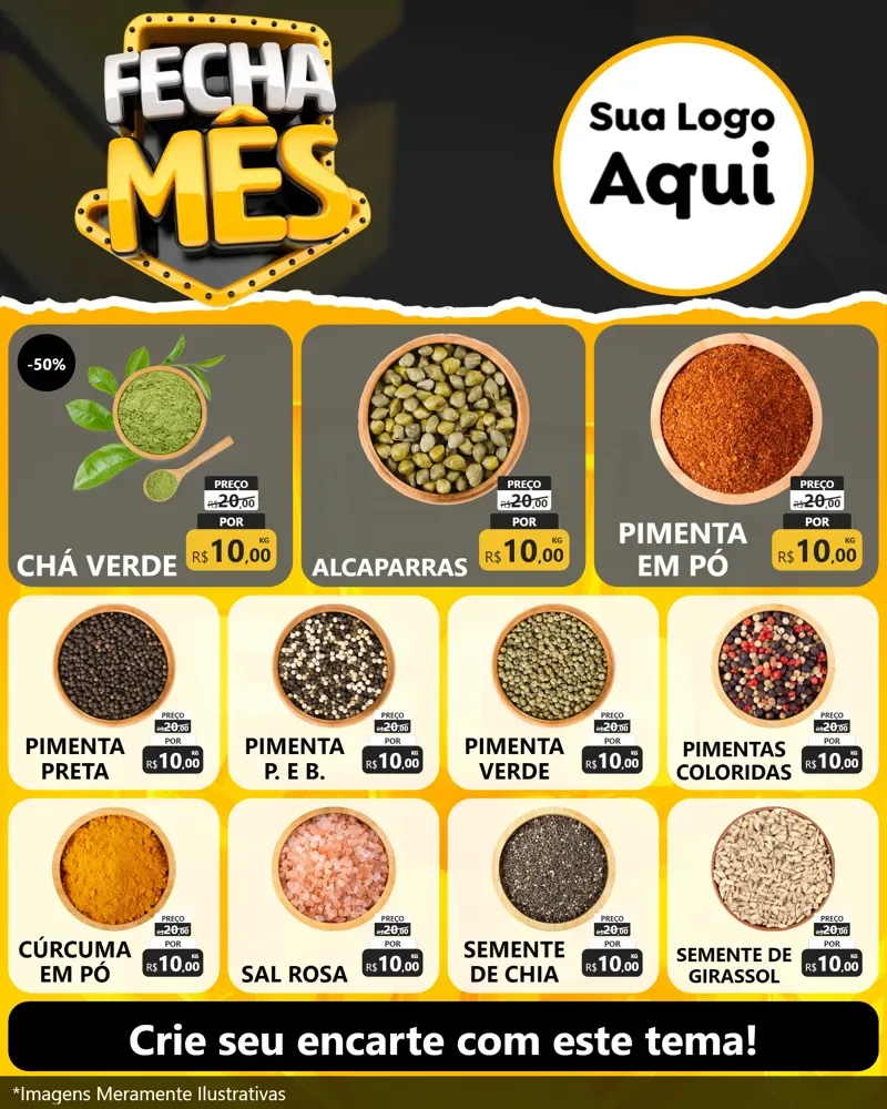 Modelo de Rede Social para Feed Instagram com o tema Fecha Mês para Produtos Naturais