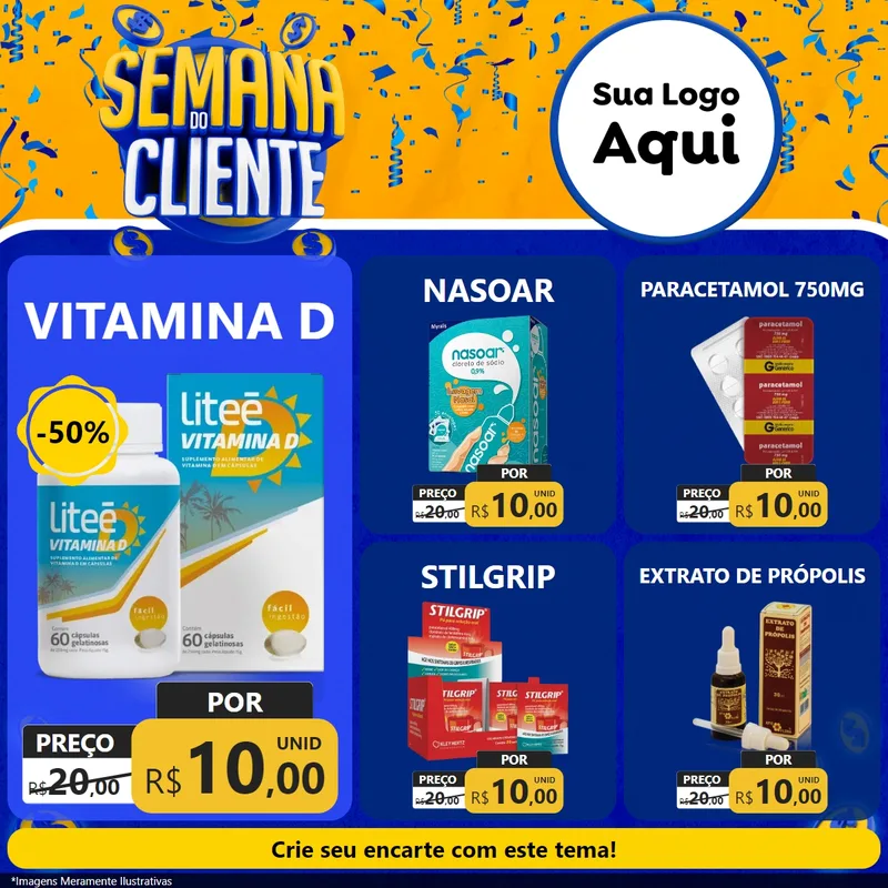 Modelo de Rede Social para Feed Facebook com o tema Semana do Cliente para Farmácia