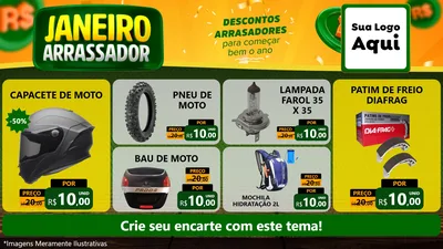 Modelo de TV para TV Horizontal com o tema Janeiro Arrasador para Moto peças