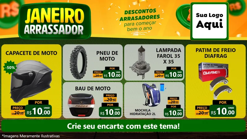 Modelo de TV para TV Horizontal com o tema Janeiro Arrasador para Moto peças