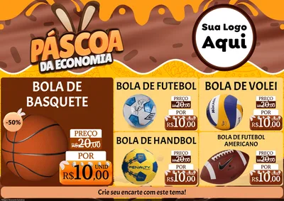Modelo de Encarte para Encarte A4 Horizontal com o tema Páscoa da Economia para Artigos Esportivos