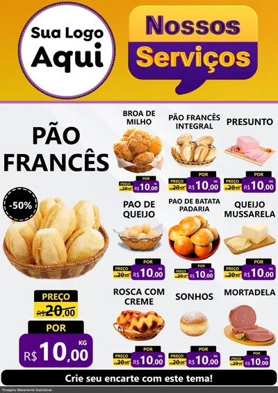 Modelo de Encarte para Encarte A4 Vertical com o tema Nossos Serviços para Padaria