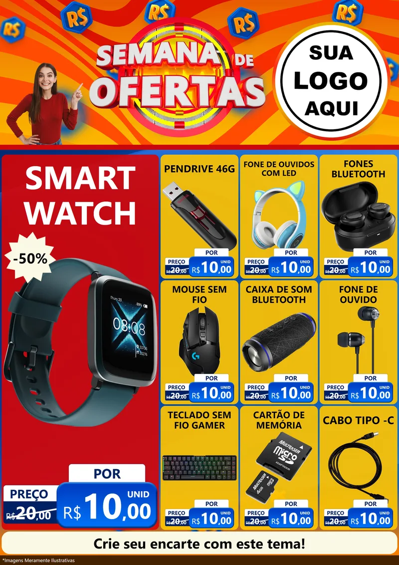 Modelo de Encarte para Encarte A4 Vertical com o tema Semana de Ofertas para Informática