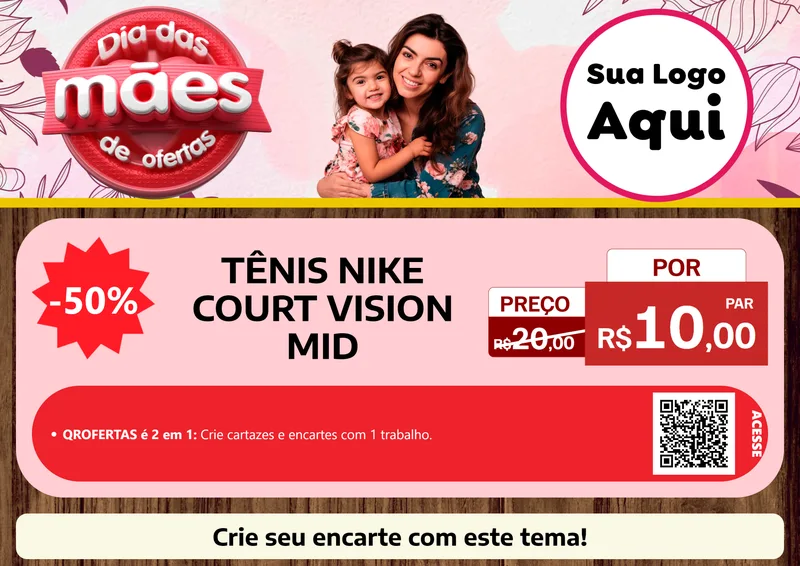 Modelo de Cartaz para Cartaz A4 Horizontal com o tema Dia Das Mães De Ofertas para Calçados