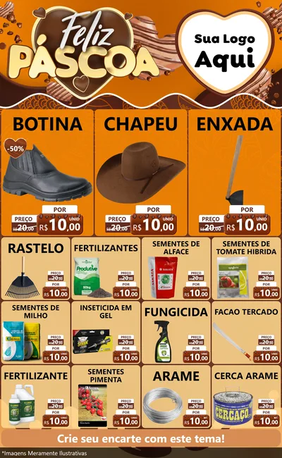 Modelo de Encarte para Encarte Grande com o tema Feliz Páscoa para Agropecuária