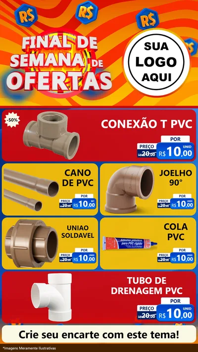 Modelo de TV para TV Vertical com o tema Final de Semana de Ofertas para Tubos e conexões