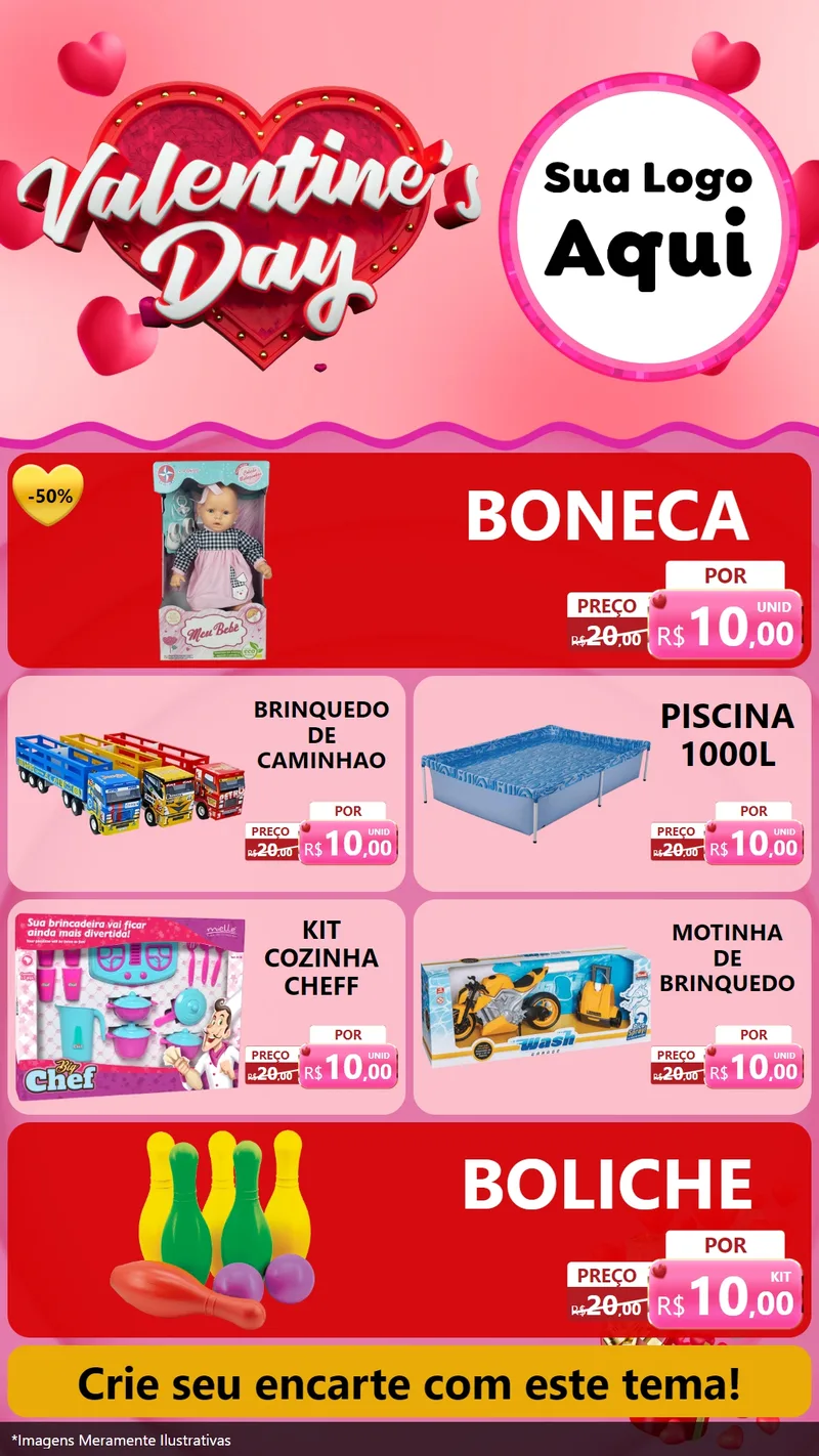 Modelo de TV para TV Vertical com o tema Valentine's Day para Brinquedos