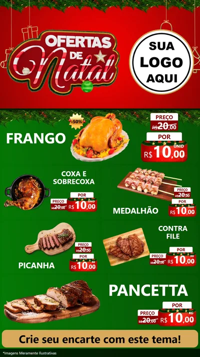 Modelo de TV para TV Vertical com o tema Ofertas de Natal para Assados