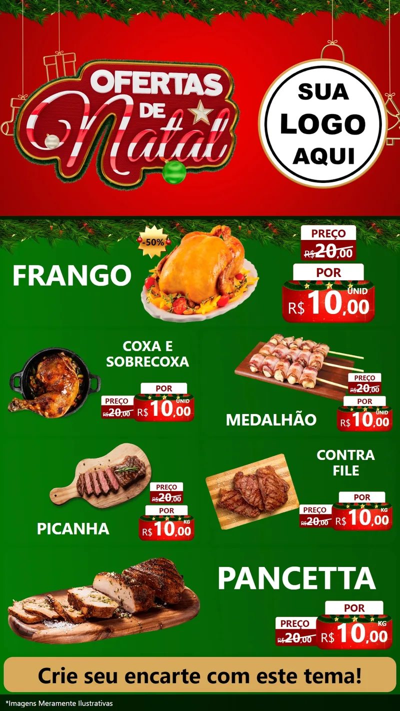 Modelo de TV para TV Vertical com o tema Ofertas de Natal para Assados