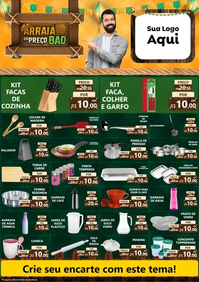Modelo de Encarte para Encarte A4 Vertical com o tema Arraiá do preço bão para Utilidades Domésticas