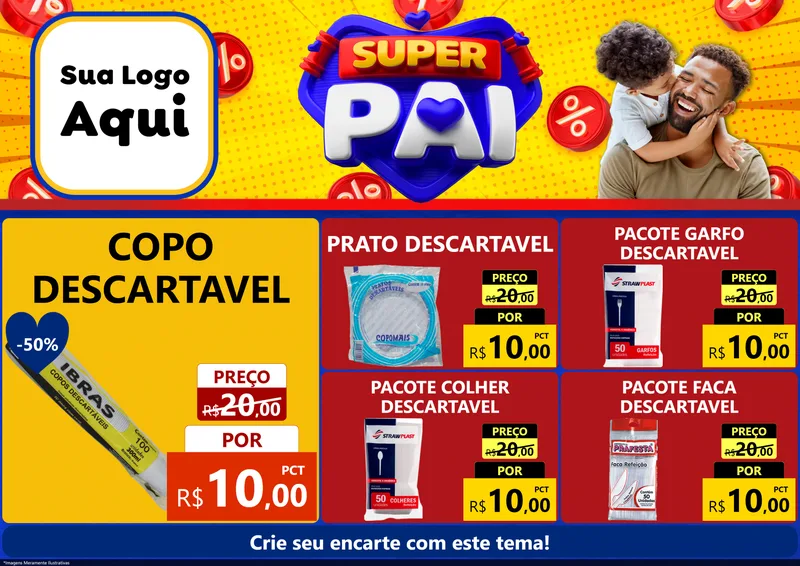 Modelo de Encarte para Encarte A4 Horizontal com o tema Super Pai para Embalagens
