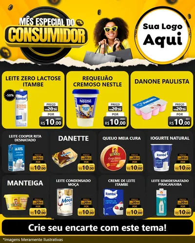 Modelo de Rede Social para Feed Instagram com o tema Mês Especial do Consumidor para Frios e Laticínios