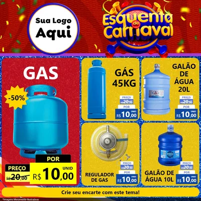 Modelo de Rede Social para Feed Facebook com o tema Esquenta de Carnaval para Água e gás