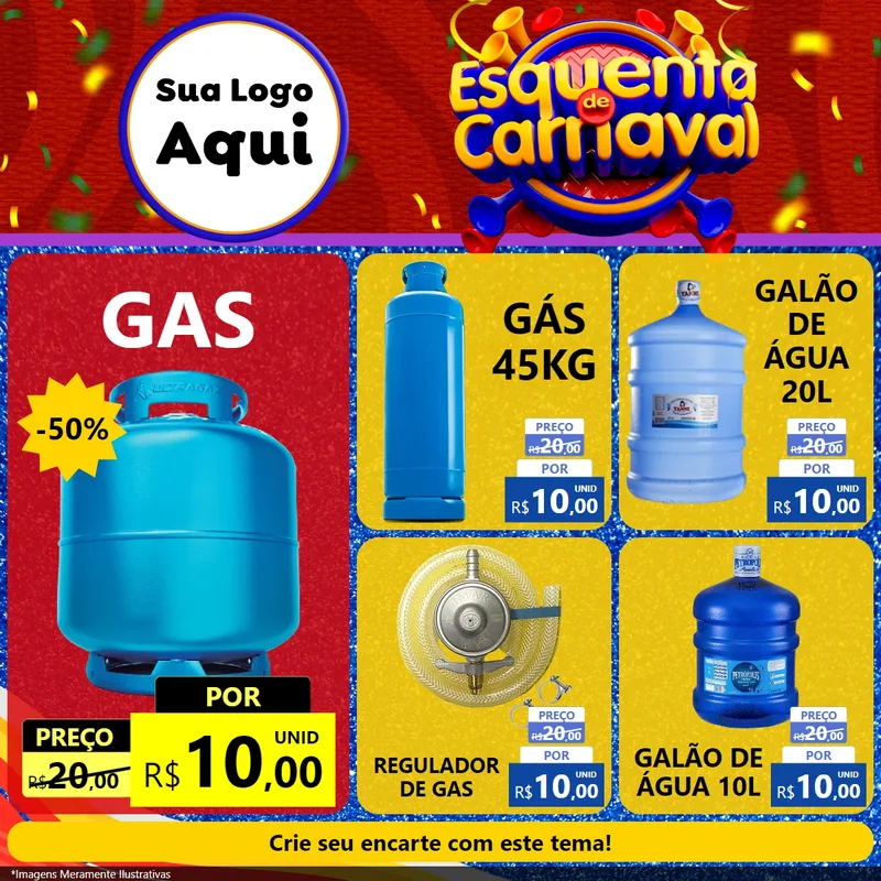 Modelo de Rede Social para Feed Facebook com o tema Esquenta de Carnaval para Água e gás