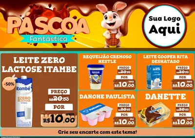 Modelo de Encarte para Encarte A4 Horizontal com o tema Páscoa Fantástica para Frios e Laticínios