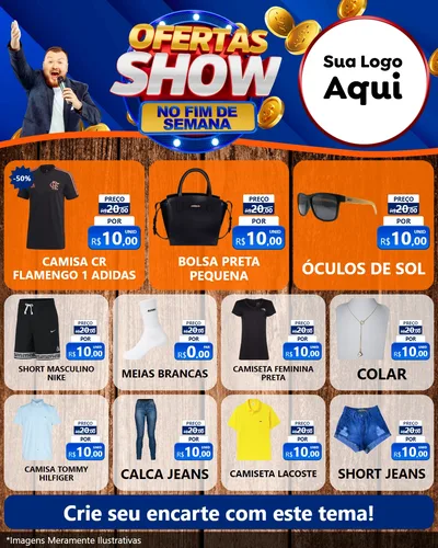 Modelo de Rede Social para Feed Instagram com o tema Ofertas Show No Fim De Semana para Roupas e acessórios