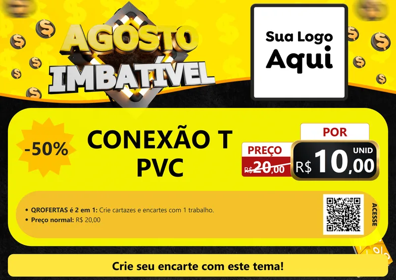 Modelo de Cartaz para Cartaz A4 Horizontal com o tema Agosto Imbatível para Tubos e conexões