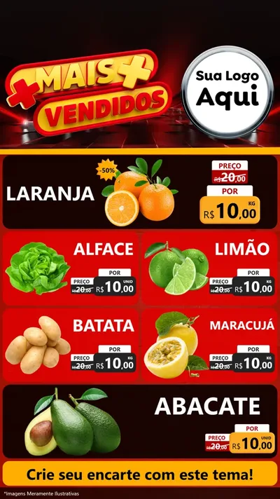 Modelo de TV para TV Vertical com o tema Mais Vendidos para Hortifrúti