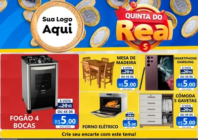 Modelo de Encarte para Encarte A4 Horizontal com o tema Quinta do Real para Móveis e Eletro