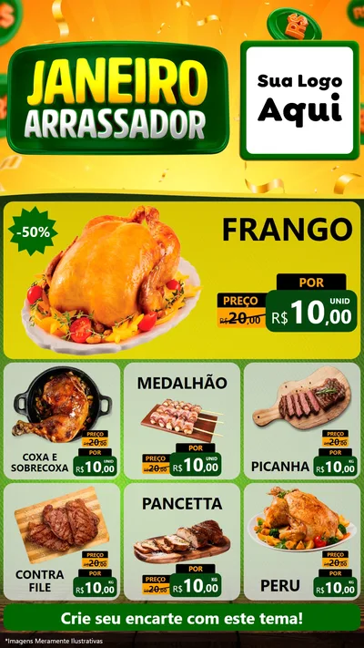 Modelo de Rede Social para Stories com o tema Janeiro Arrasador para Assados