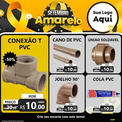 Modelo de Rede Social para Feed Facebook com o tema Setembro Amarelo para Tubos e conexões