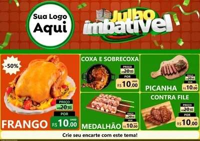 Modelo de Encarte para Encarte A4 Horizontal com o tema Julho Imbatível para Assados