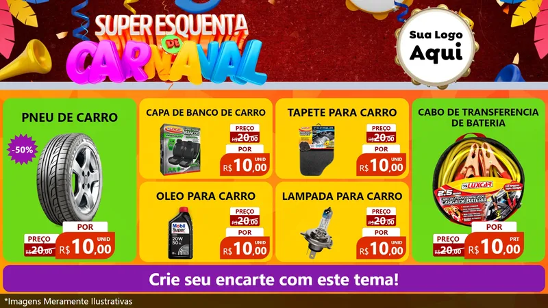 Modelo de TV para TV Horizontal com o tema Super Esquenta de Carnaval para Auto peças