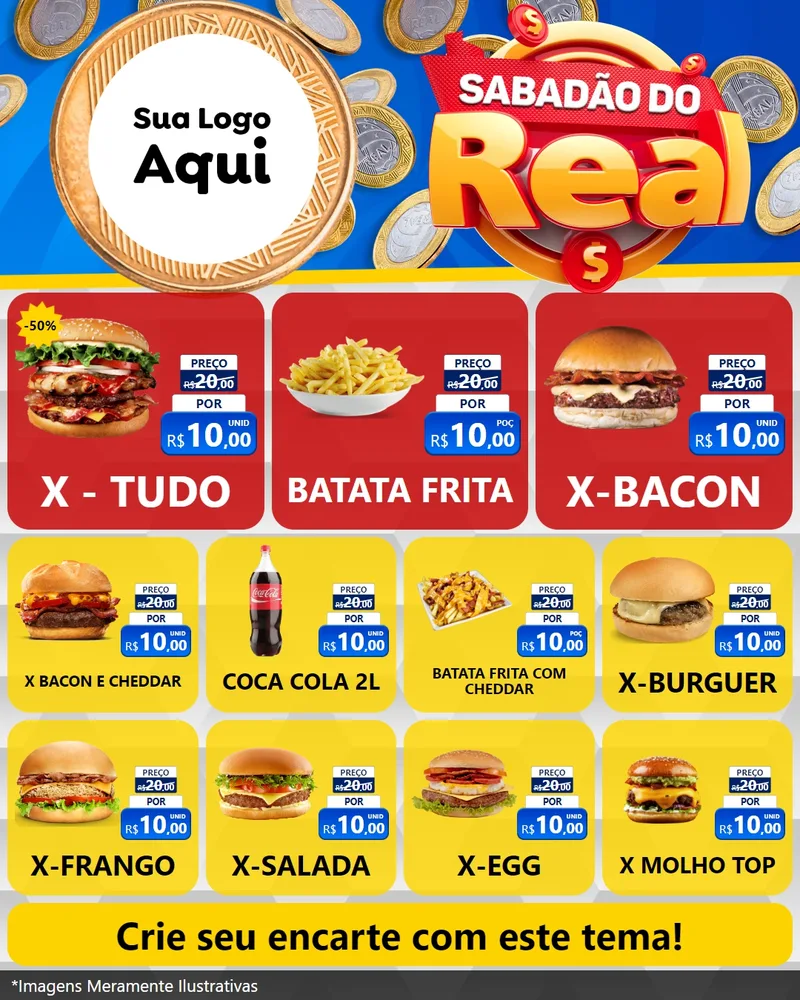 Modelo de Rede Social para Feed Instagram com o tema Sabadão do Real para Hamburgueria