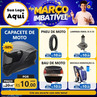 Modelo de Rede Social para Feed Facebook com o tema Março Imbatível para Moto peças