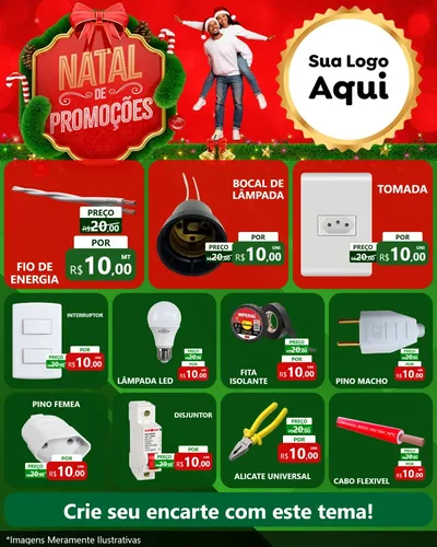 Modelo de Rede Social para Feed Instagram com o tema Natal de Promoções para Materiais Elétricos