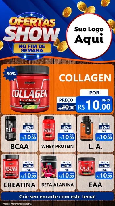 Modelo de Rede Social para Stories com o tema Ofertas Show No Fim De Semana para Suplementos alimentares
