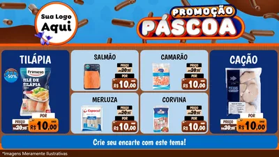 Modelo de TV para TV Horizontal com o tema Promoção Páscoa para Peixaria