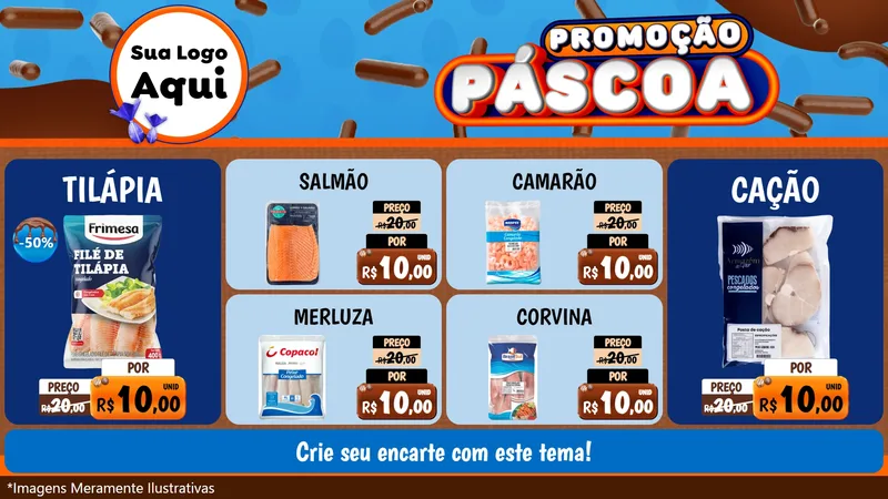 Modelo de TV para TV Horizontal com o tema Promoção Páscoa para Peixaria