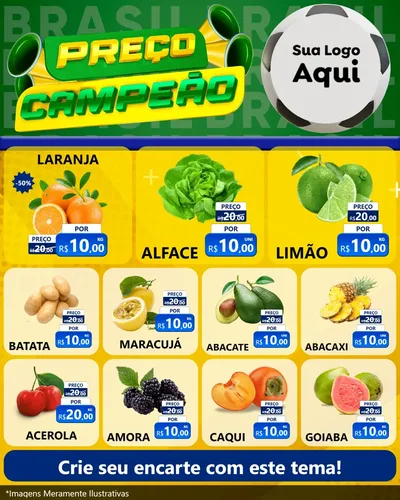 Modelo de Rede Social para Feed Instagram com o tema Preço Campeão - Copa para Hortifrúti