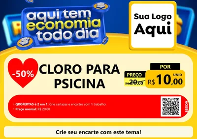 Modelo de Cartaz para Cartaz A4 Horizontal com o tema Aqui Tem Economia Todo Dia para Produtos para Piscina
