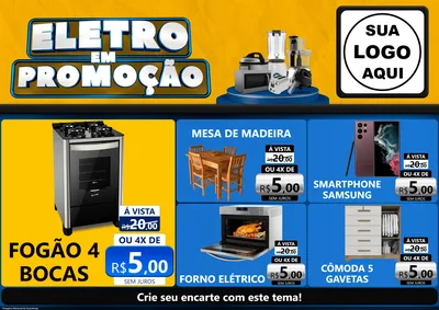 Modelo de Encarte para Encarte A4 Horizontal com o tema Eletro em Promoção para Móveis e Eletro