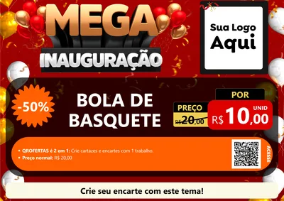 Modelo de Cartaz para Cartaz A4 Horizontal com o tema Mega Inauguração para Artigos Esportivos