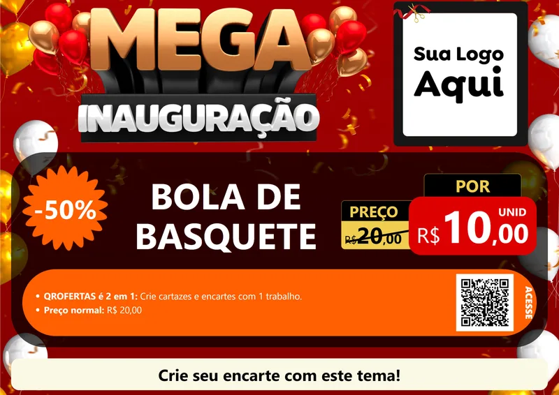 Modelo de Cartaz para Cartaz A4 Horizontal com o tema Mega Inauguração para Artigos Esportivos