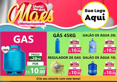 Modelo de Encarte para Encarte A4 Horizontal com o tema Show das Mães - Ofertas Especiais para Água e gás