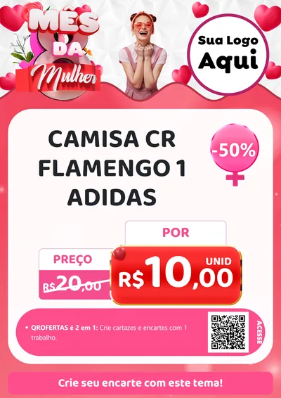 Modelo de Cartaz para Cartaz A4 Vertical com o tema Mês da Mulher para Roupas e acessórios