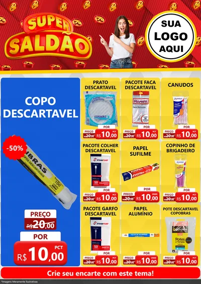 Modelo de Encarte para Encarte A4 Vertical com o tema Super Saldão para Embalagens