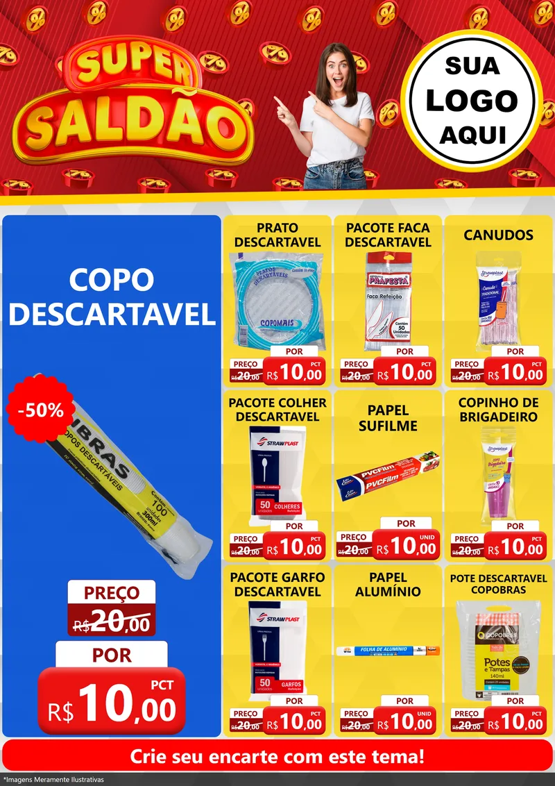 Modelo de Encarte para Encarte A4 Vertical com o tema Super Saldão para Embalagens