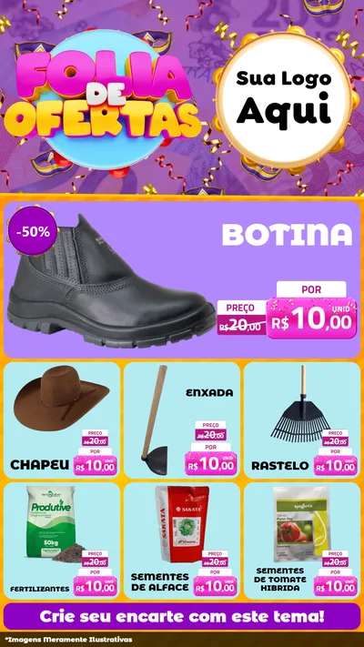 Modelo de Rede Social para Stories com o tema Folia de Ofertas para Agropecuária