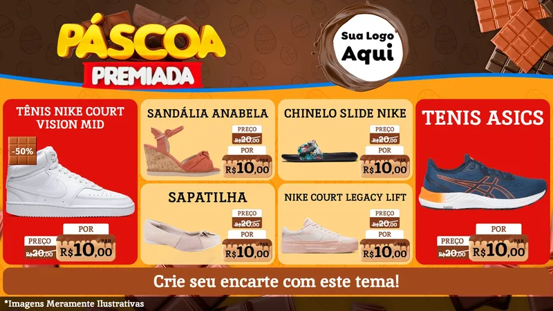 Modelo de TV para TV Horizontal com o tema Páscoa Premiada para Calçados
