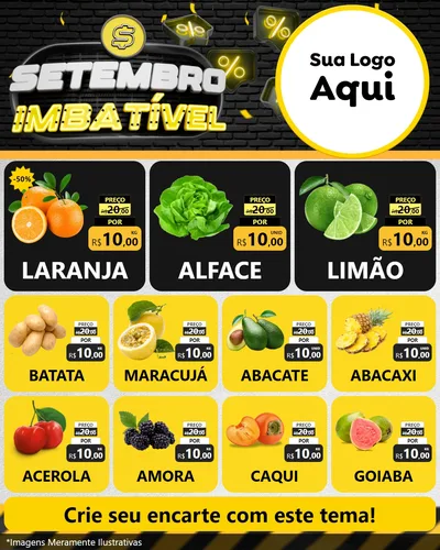 Modelo de Rede Social para Feed Instagram com o tema Setembro Imbatível para Hortifrúti