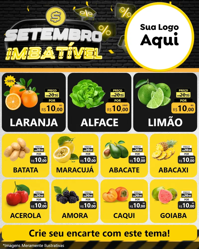 Modelo de Rede Social para Feed Instagram com o tema Setembro Imbatível para Hortifrúti
